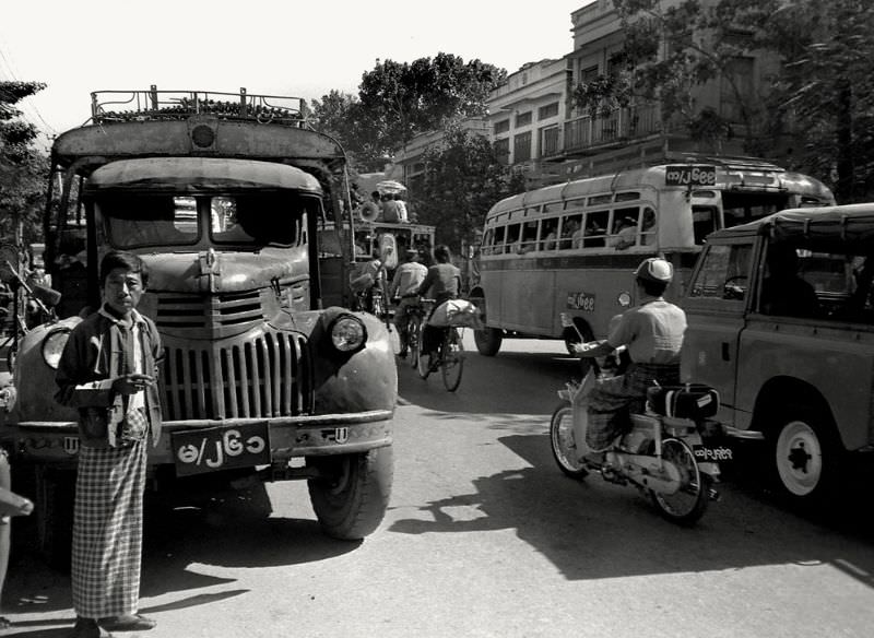 Mandalay. Street scene in central, Burma, 1986