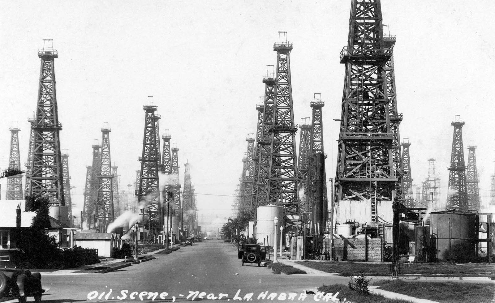 Oil wells near La Habra, Orange County, 1920s