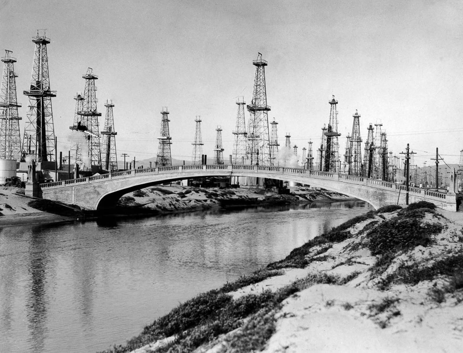 An oilfield in Venice, California, 1930