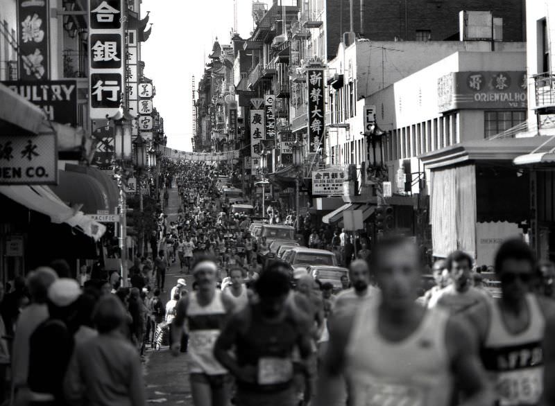 San Francisco Marathon, Grant and Pacific, Chinatown, San Francisco, 1982