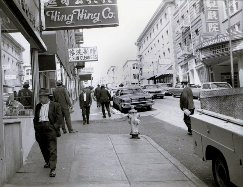 Jackson between Grant and Stockton, Chinatown, San Francisco, 1969