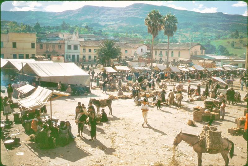 View of market at Moniquira, Colombia