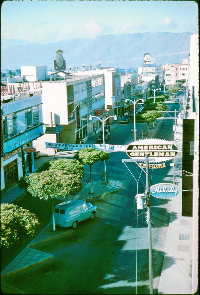 Bucaramanga from hotel window. A clean, impressive city at foot of mountains, 1018m, Colombia