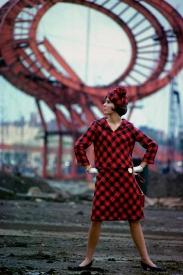 Ginny Martin of Baylor University in Texas, is wearing midi-suit by Robert Sloan and hair by Kenneth, 1963