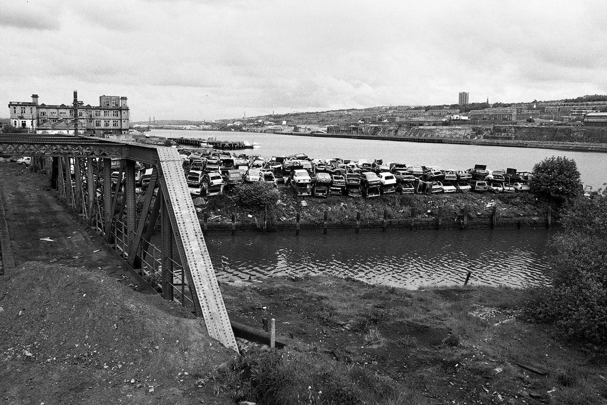 Photographed from the elevated approach to Dunston Staiths in 1985.