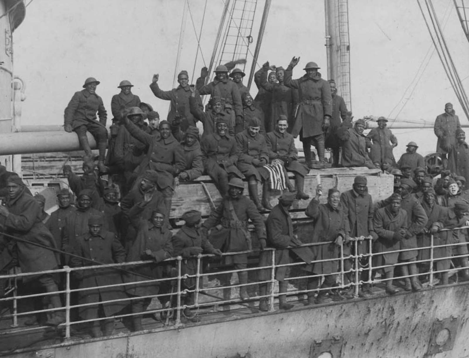 New York’s famous 369th regiment arrives home from France.