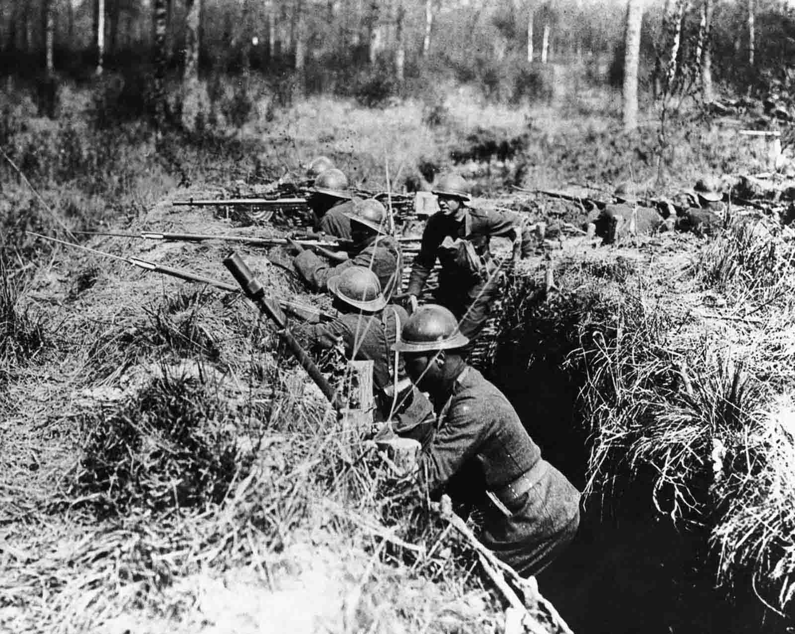 Members of the 369th in combat on the Western Front.