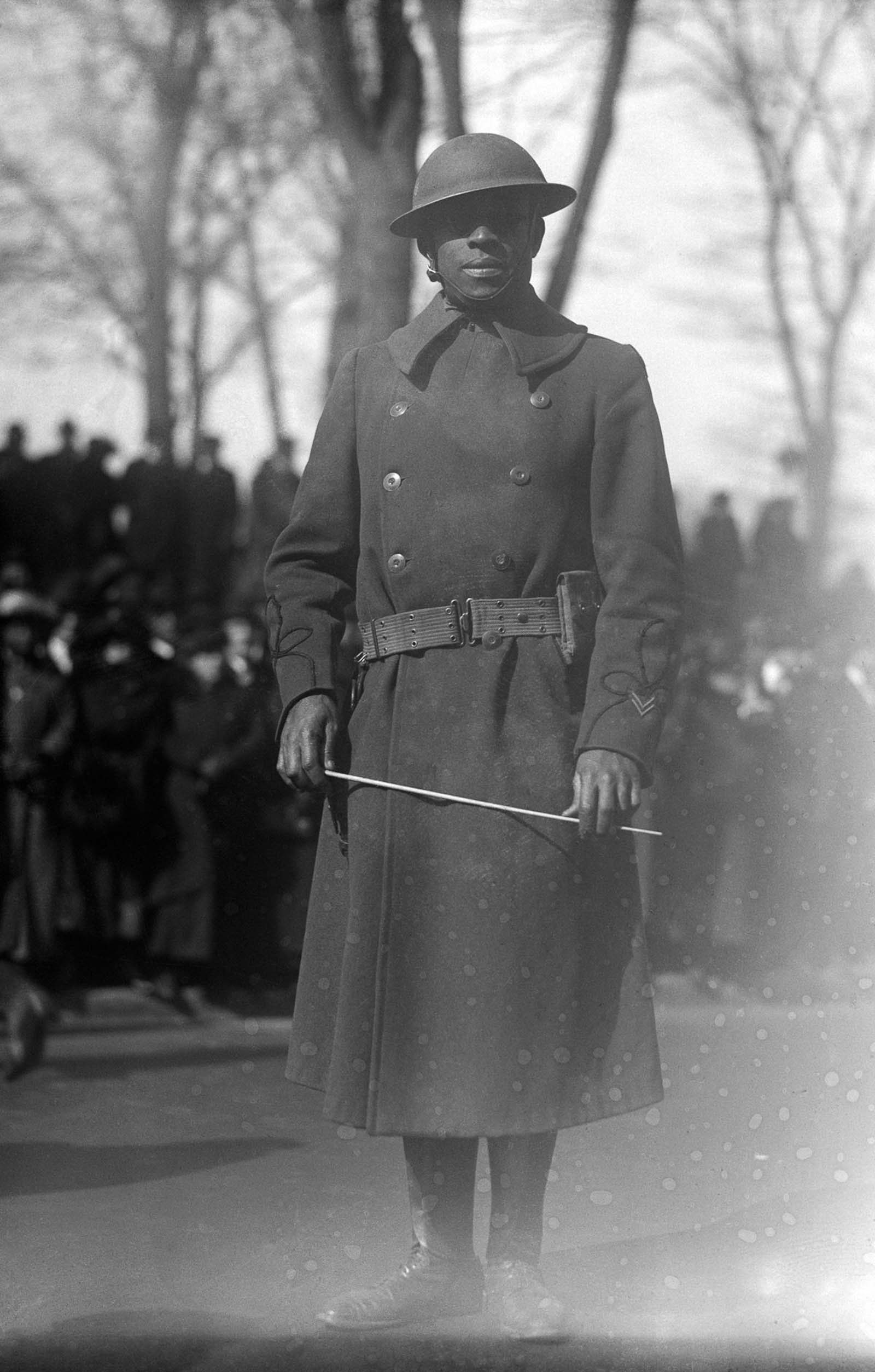 Lt. James Reese Europe leads the 369th band in their victory parade in New York.