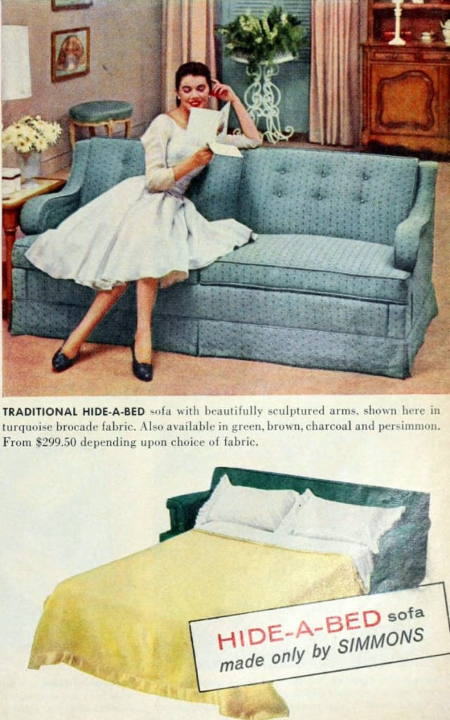 No Spare Bedroom Needed: Vintage Ads of Hide-a-Bed Sofa Ads by Simmons from the 1950s