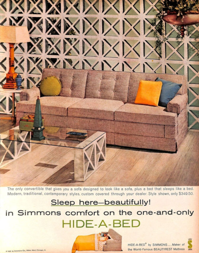 No Spare Bedroom Needed: Vintage Ads of Hide-a-Bed Sofa Ads by Simmons from the 1950s