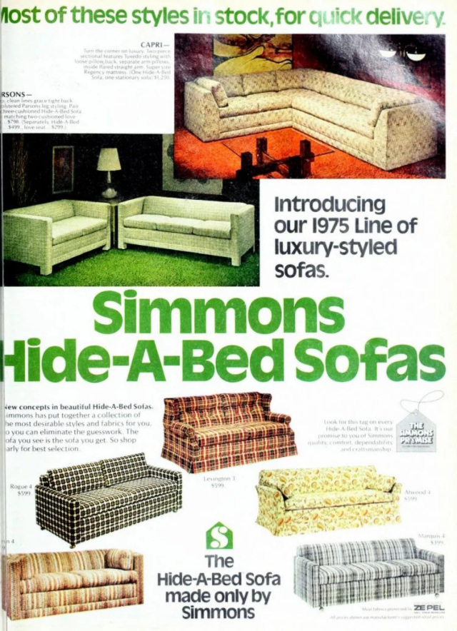 No Spare Bedroom Needed: Vintage Ads of Hide-a-Bed Sofa Ads by Simmons from the 1950s