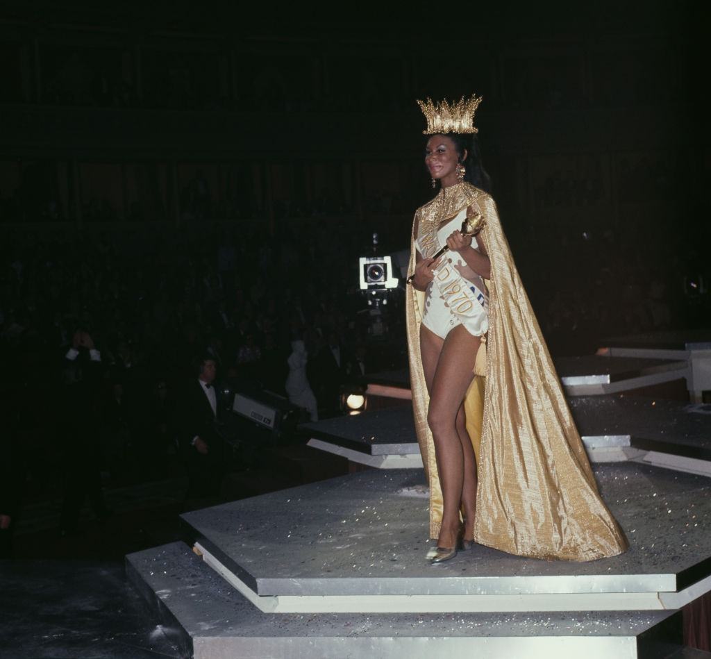 Miss Grenada Jennifer Hosten wins the Miss World 1970 beauty pageant at the Royal Albert Hall in London, 20th November 1970.