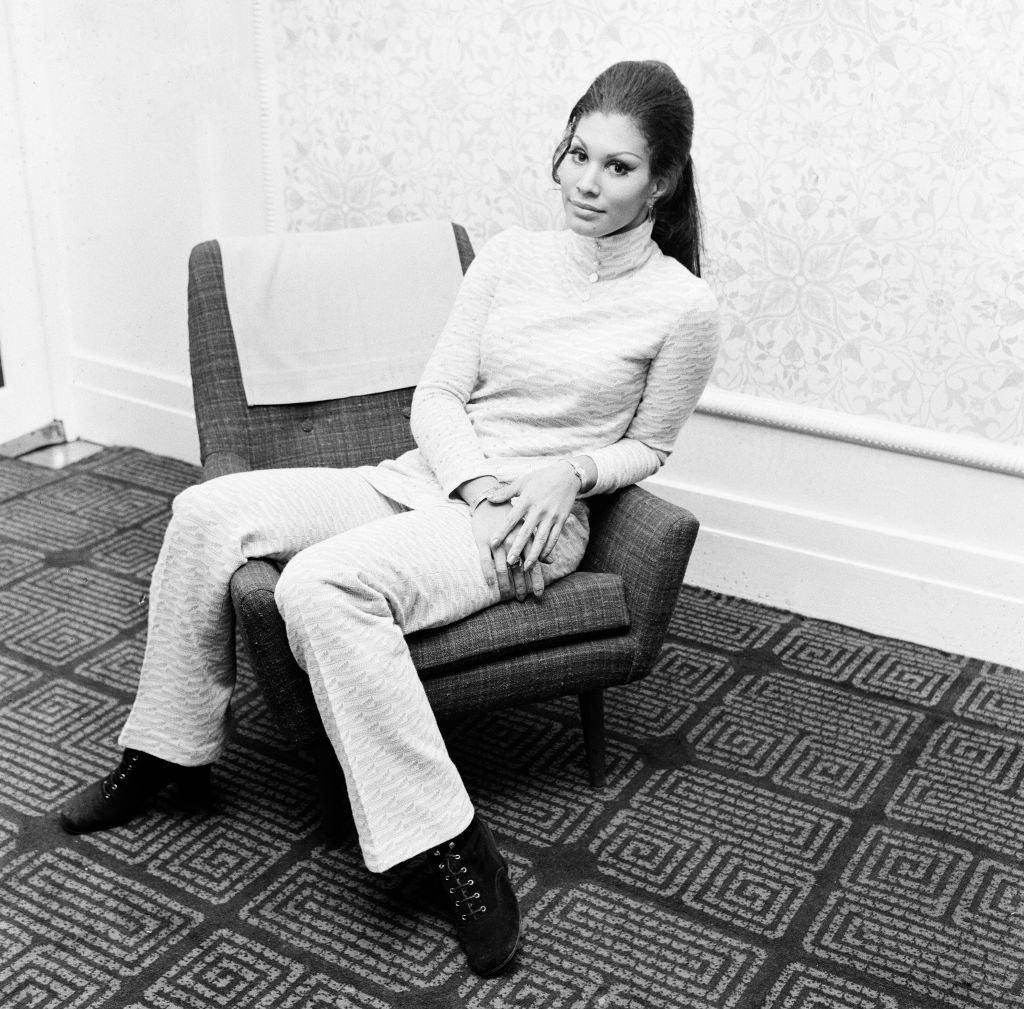 Jennifer Hosten Posing on the sofa in Newcastle, 1970