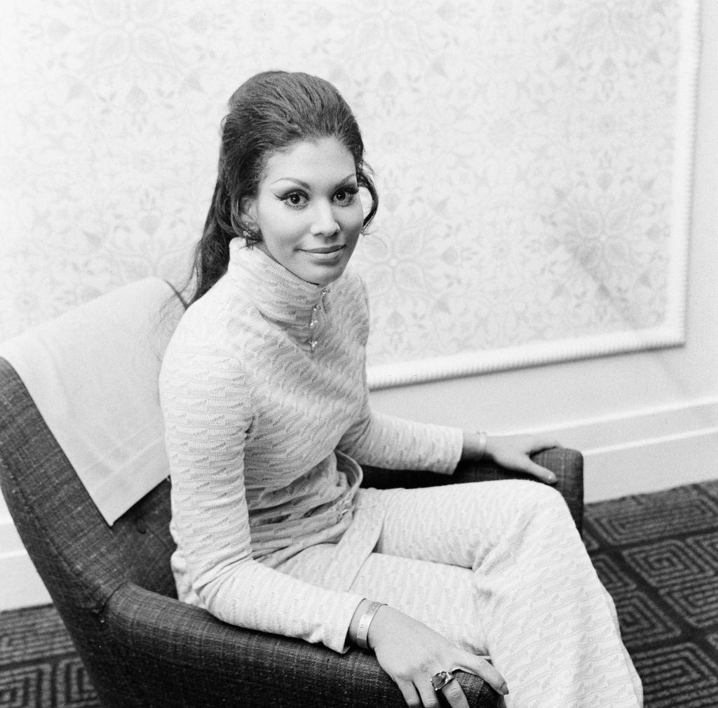 Jennifer Hosten Posing on the sofa in Newcastle, 1970