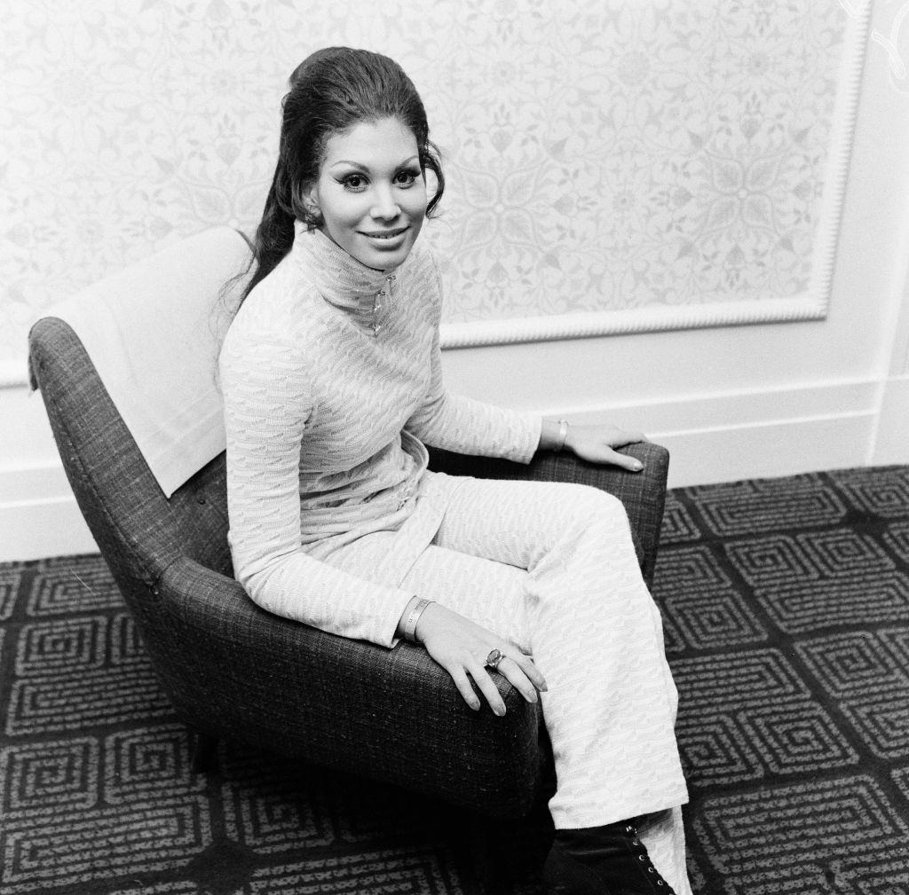 Jennifer Hosten Posing on the sofa in Newcastle, 1970