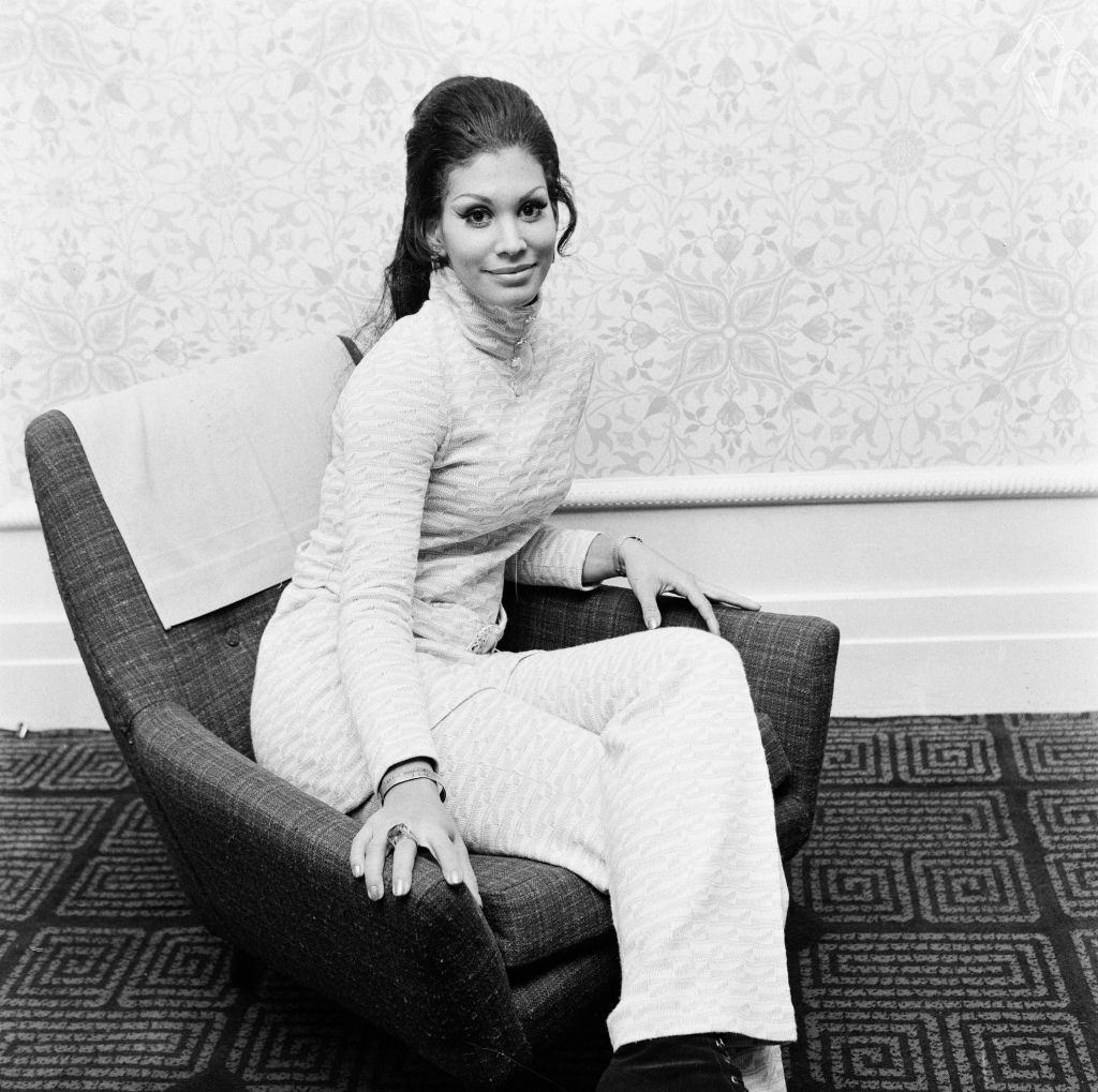 Jennifer Hosten Posing on the sofa in Newcastle, 1970