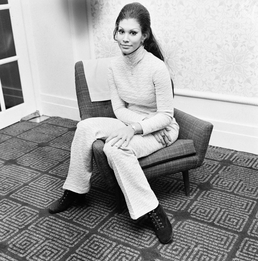 Jennifer Hosten Posing on the sofa in Newcastle, 1970