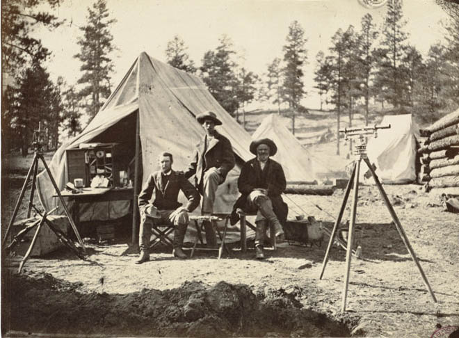 Engineer camp at the Zuni Pass, in the Sierra Madre, N.M., 975 miles west of Missouri River.