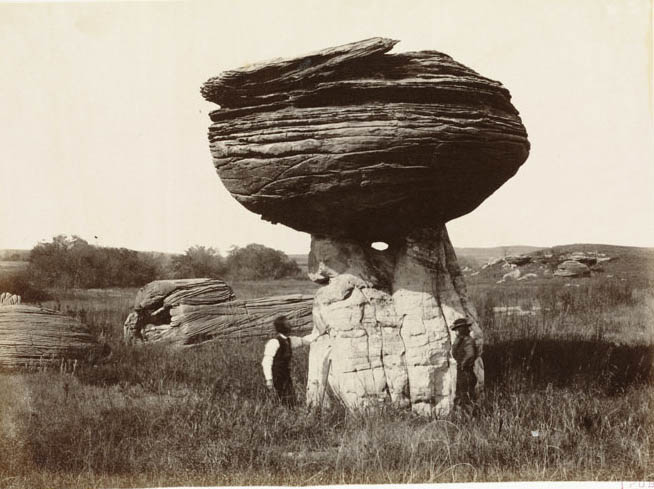 Mushroom Rock on Alum Creek, Kansas, 211 miles west of Missouri River.