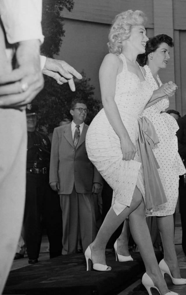 Marilyn Monroe and Jane Russell at Their Imprint Ceremony at Grauman’s Chinese Theatre in 1953