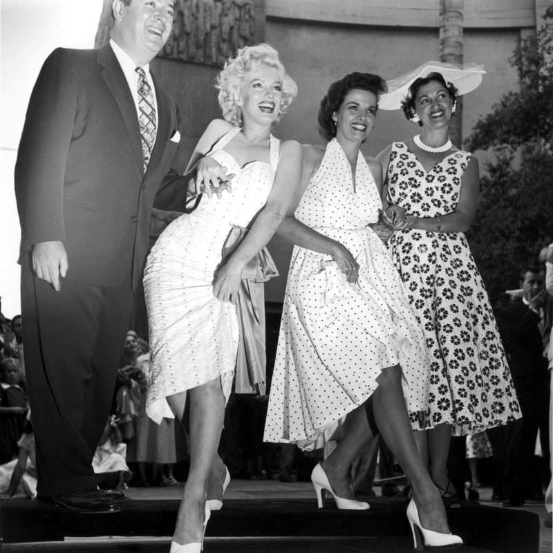 Marilyn Monroe and Jane Russell at Their Imprint Ceremony at Grauman’s Chinese Theatre in 1953