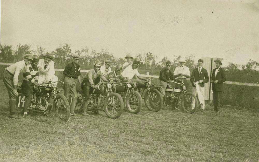 Motorcycle racing at the Mareeba Speedway, 1930.