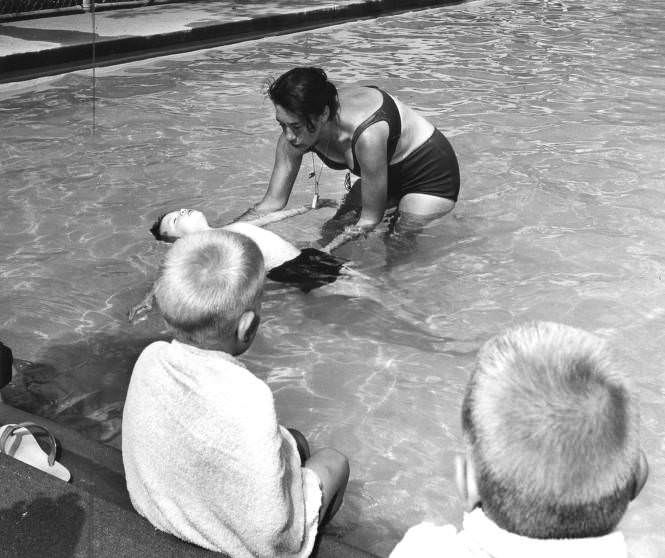 Swimming class at Sevier Park pool, Nashville, 1965