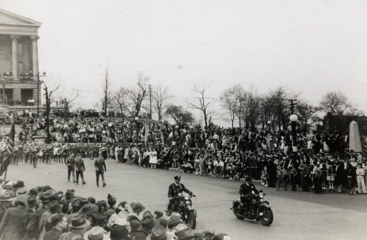 Provisional Battalion, 2nd Tennessee Infantry on parade, Army Day, April 6, 1942