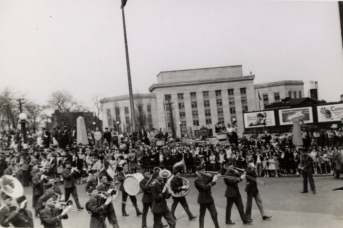 Military board marching in 1942 Army Day Parade, 1942