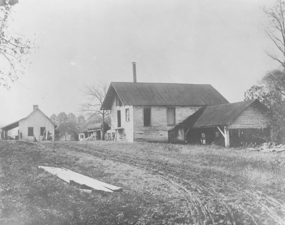 Old Mill and Blacksmith shop at Belle Meade Plantation, 1940s
