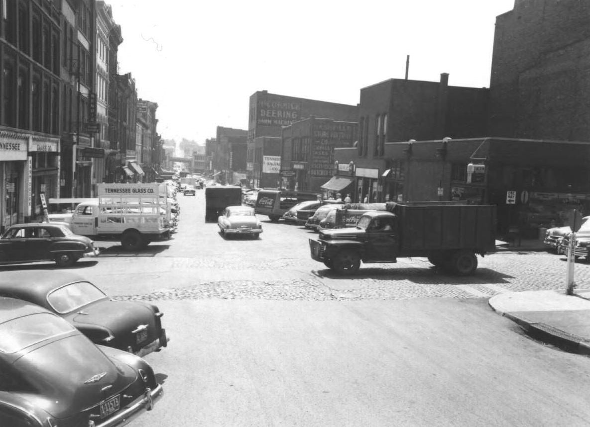 Businesses at Second Avenue and Church Street, 1951