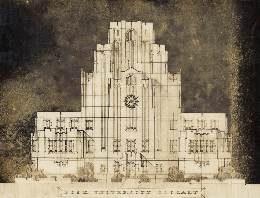 Architect's schematic of the Fisk University Library building, 1929