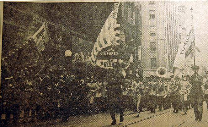 Church Street Parade in celebration of the Nashville Vols triumph over the Atlanta Crackers, from the Nashville Times, 1940