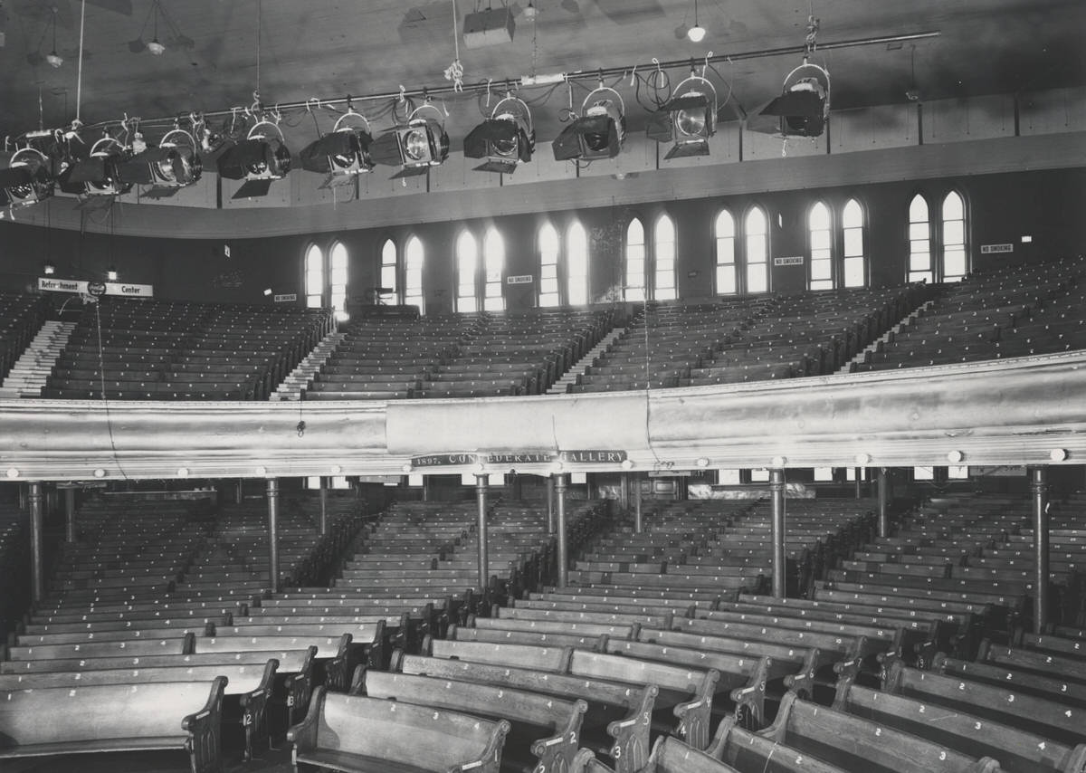 Ryman Auditorium, view of Confederate Gallery, 1972
