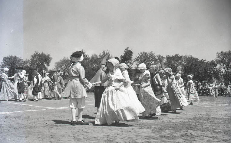 Schoolchildren participating in the May Day events at Eakin Elementary, Nashville, Tennessee, 1941