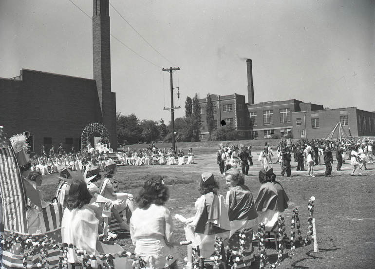 Schoolchildren participating in the May Day events at Eakin Elementary, Nashville, Tennessee, 1941