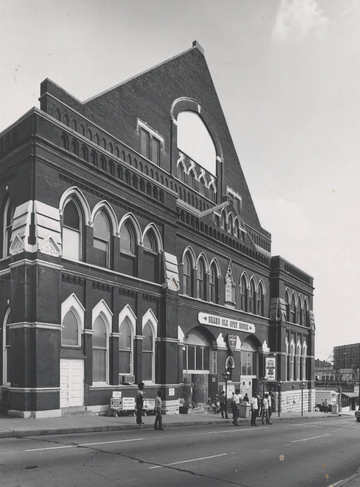 Exterior front of the Ryman Auditorium in Nashville, Tennessee, 1972