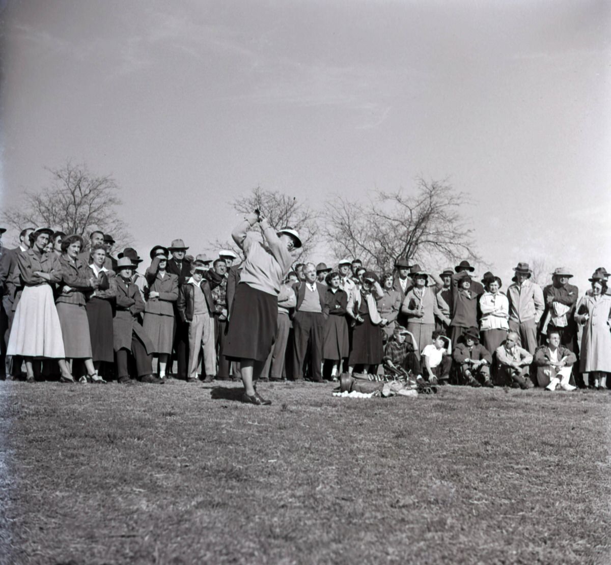 Patty Berg mid-swing at Belle Meade Country Club, 1948