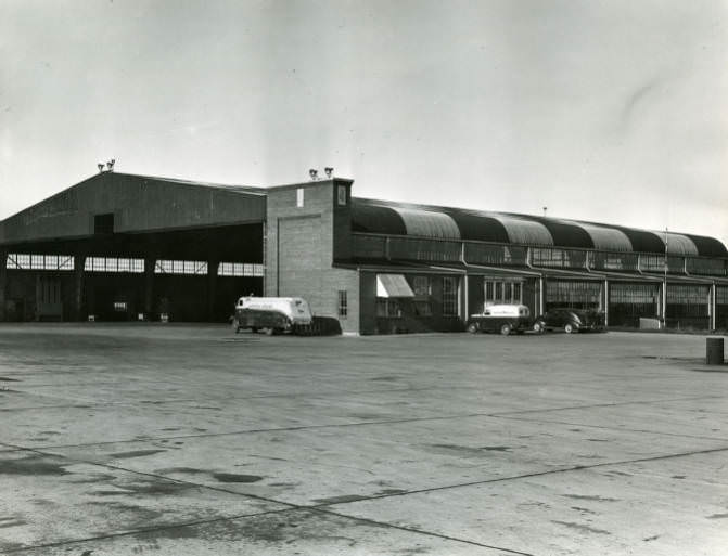 Checkerboard hangar at Berry Field, Nashville, Tennessee, 1950