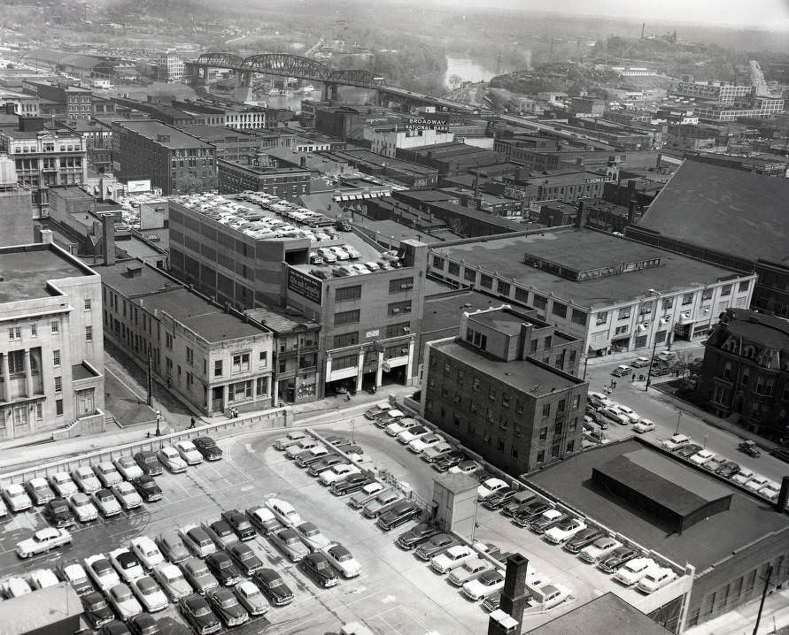 Aerial view of downtown Nashville, Tennessee, 1954