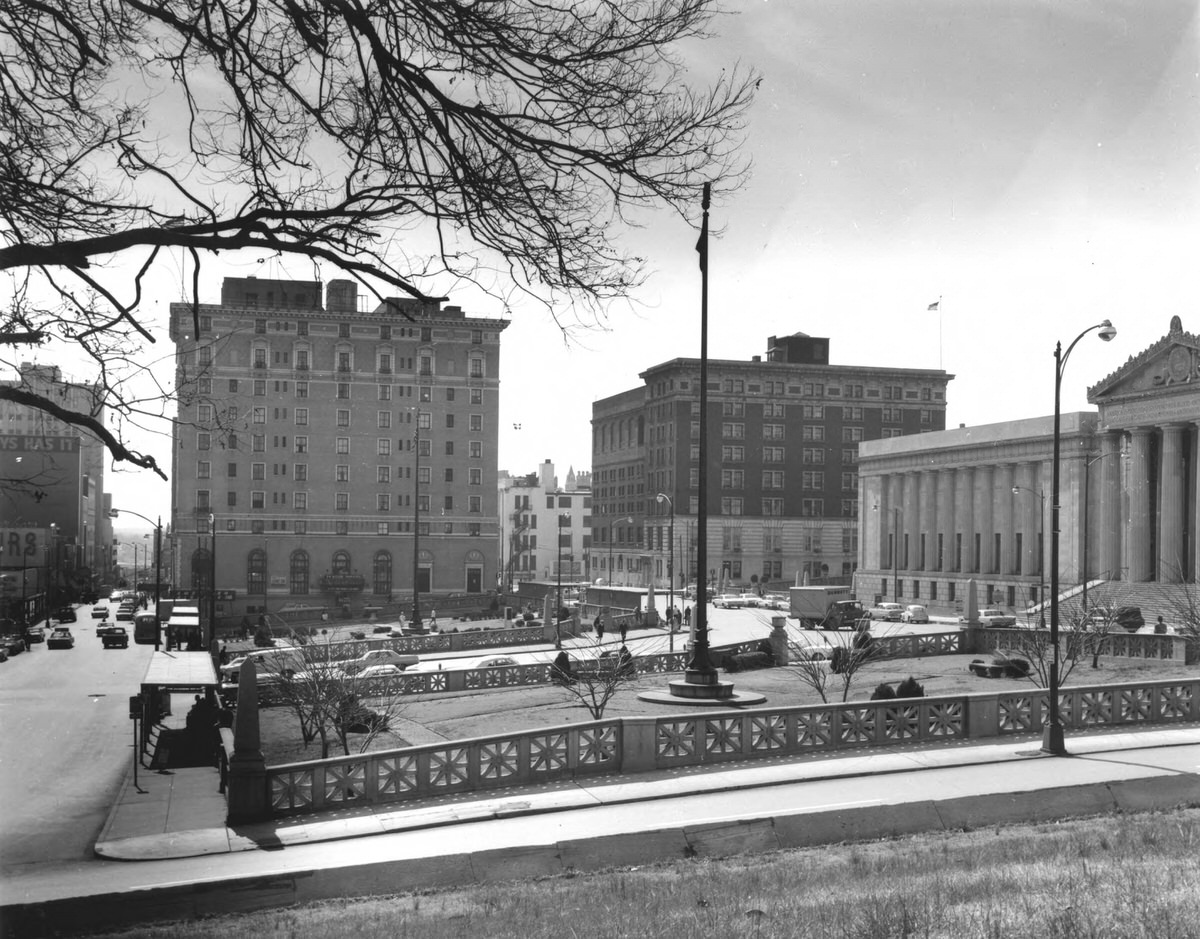Memorial Square at Nashville, Tennessee as seen from the State Capitol grounds, 1967