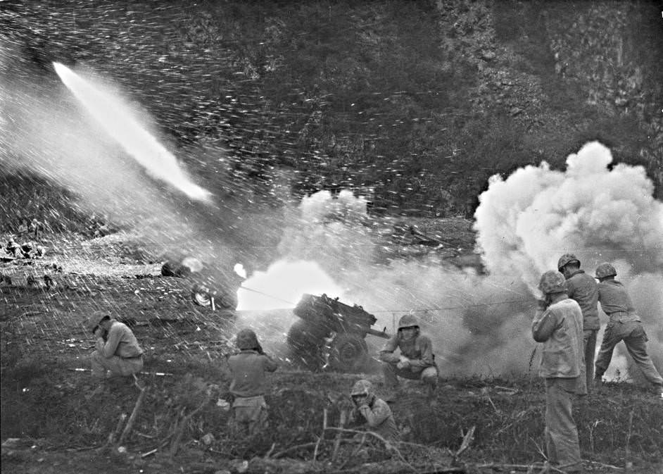 Marine rocket crew in action, 1951 August