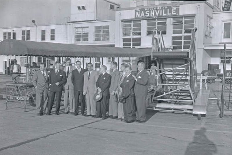 Ted Mack arrives at Berry Field and receives key to the City, Nashville, Tennessee, 1950