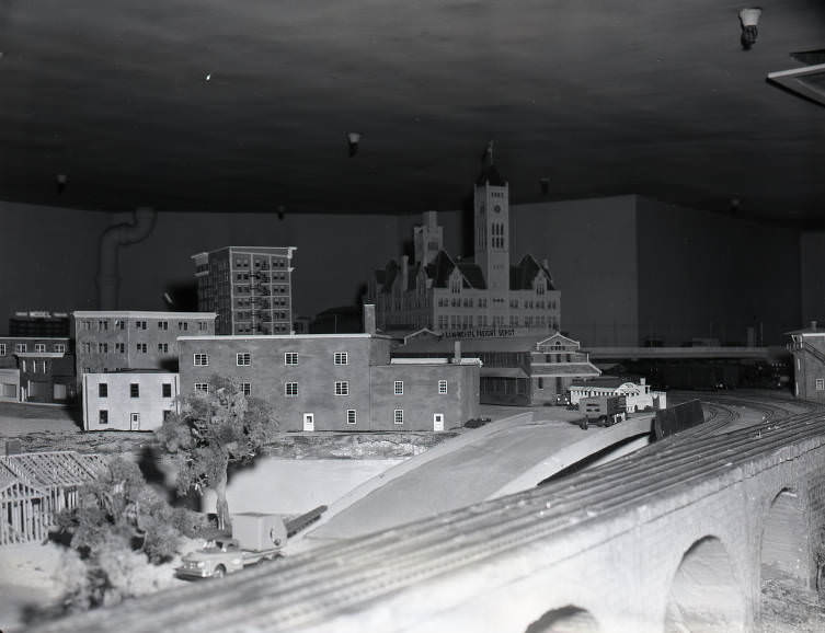 Three-dimensional model train exhibit at the Nashville Children’s Museum in Nashville, Tennessee, 1954