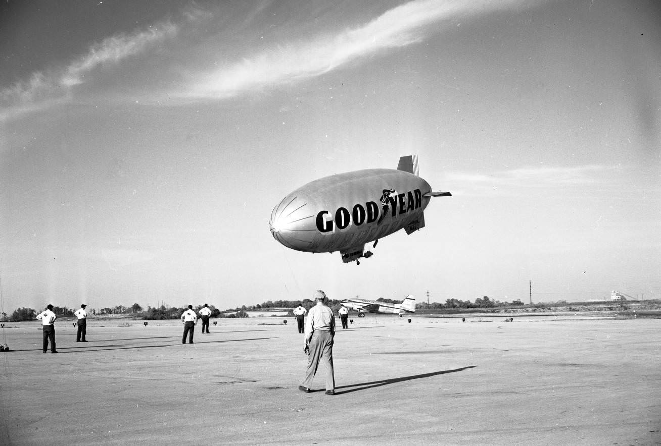 Goodyear Blimp at the Nashville Airport, 1961