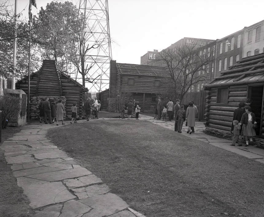 Mayor Ben West speaking at Fort Nashborough, 1962