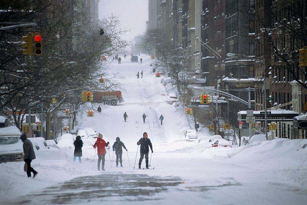 Skiing on West End Avenue.