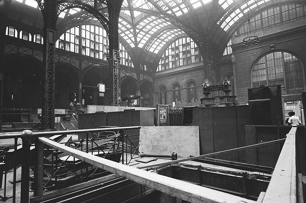 Interior view of the original Pennsylvania Station ongoing demolition work, New York, 1965