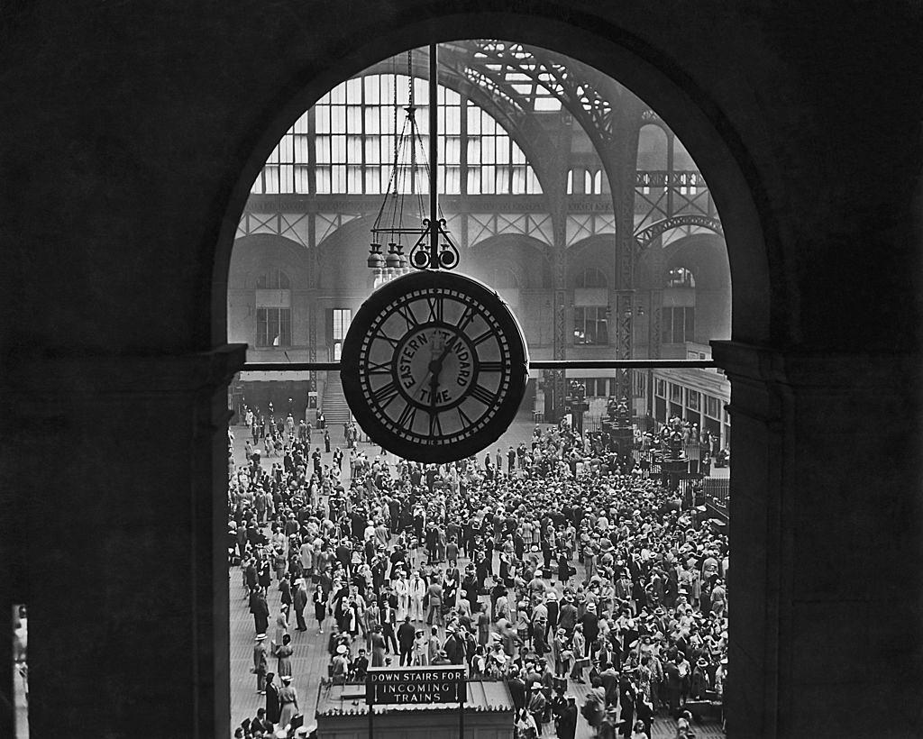 Crowds on the concourse at Pennsylvania Station, New York City, 1942.