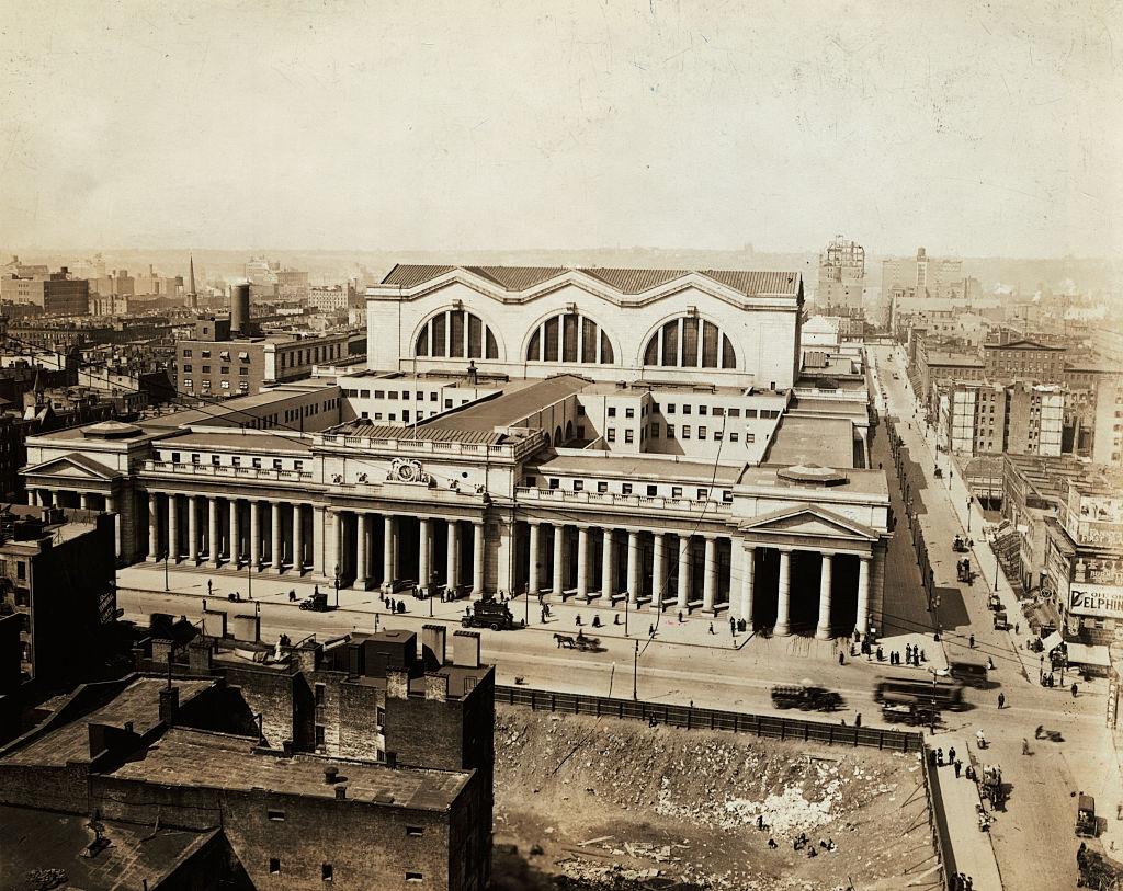 Aerial View of Pennsylvania Railroad Station, 1913